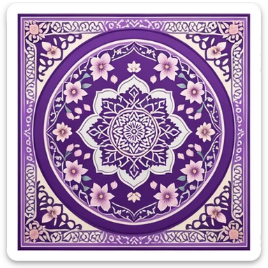 islamic Muslim prayer mat purple with blossom sticker