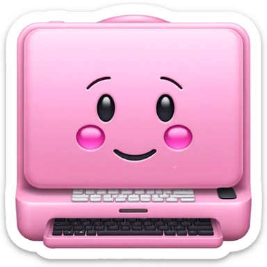 computador com um laço cumprido e estreito na cor rosa claro sticker