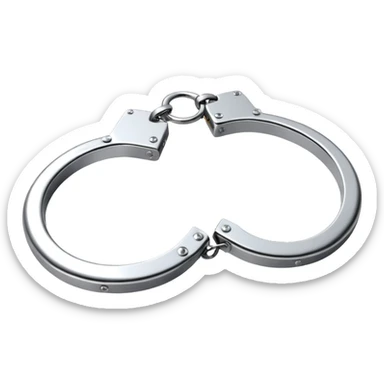 A pair of elegant handcuffs emoji made of silver chrome, smooth rounded design, glossy metallic reflections, luxury fetish aesthetic, minimal iOS emoji style, centered, clean white background sticker
