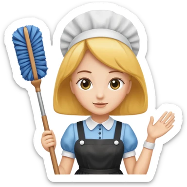 Maid with duster sticker