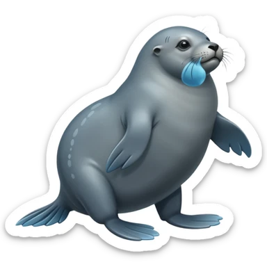 scary grey sea lion full body sticker