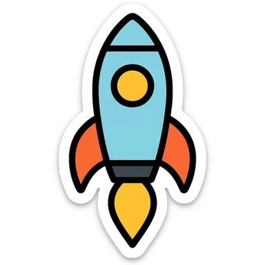 A rocket icon with a sleek, modern design, featuring clean lines and a minimalist color scheme. sticker