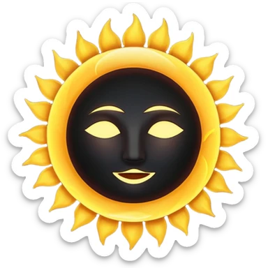 Eclipse – Dark moon covering sun, glowing corona, no face sticker