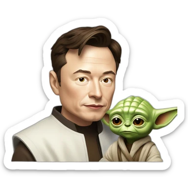 Elon Musk qui dort avec Yoda sticker