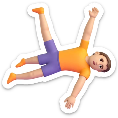 male in full prostrate position, lying face down with arms extended, side angle, 3D emoji style, 80% realistic sticker