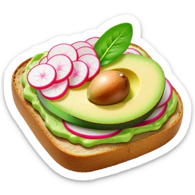 Avocado sourdough toast topped with radish slices  sticker