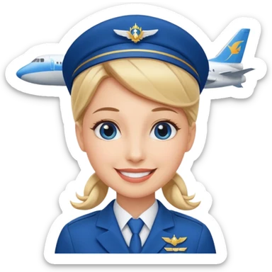 stewardess and airplanes behind the stewardess sticker