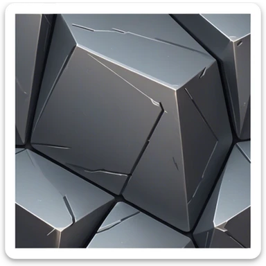 Cinematic Realistic Iron Ore, Strong and solid, with a dark, heavy surface marked by sharp angles and a faint metallic sheen. The deep gray color radiates durability and strength, while soft reflections show off the rugged texture. Soft glowing outline, capturing the essence of resilience and rugged strength in raw iron ore. sticker