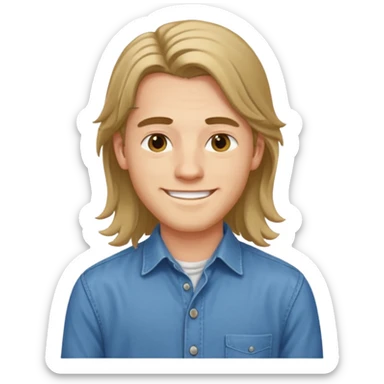 homme jeune cheveux long avec le sourire style européen sticker