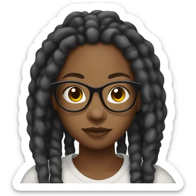 black girl teenager with locs and glasses sticker