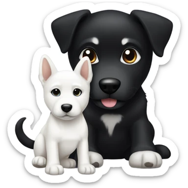 Black dog puppy with white dog husky sticker