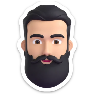 man with thick beard and connected eyebrows that meet in the middle sticker