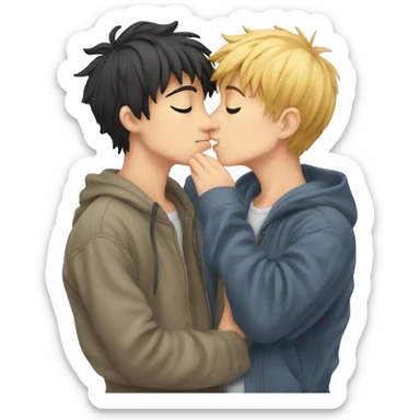 Two manga boys kissing each other sticker