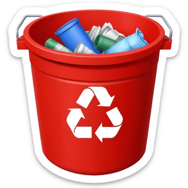 RED BIN WITH "SOLID WASTE" WORD IN IT sticker