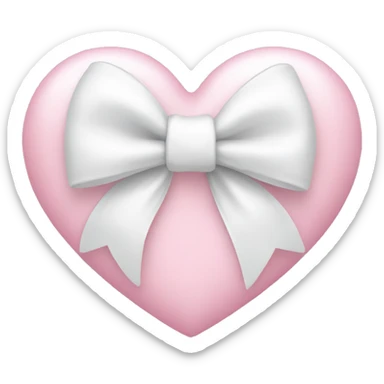 Pastel pink heart with white bow sticker