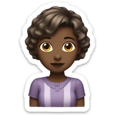 dark girl with short brown hair and highlights sticker