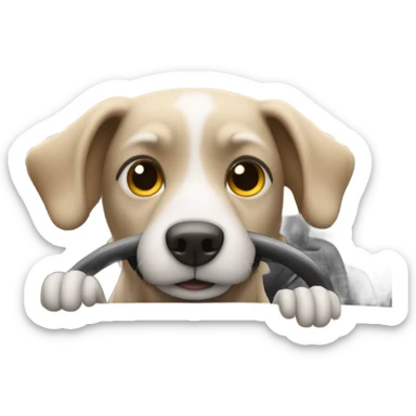 The dog drives a car sticker