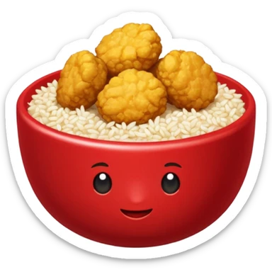 Bol rouge avec des nuggets et du riz sticker