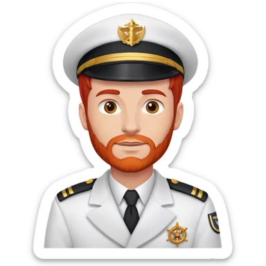 a male boat captain with red hair no beard  sticker