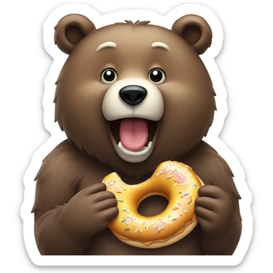 bear eating donut  sticker