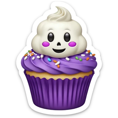 cupcake fantasma roxo e branco sticker