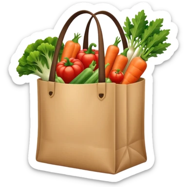 groceries in a bag with vegetables sticker