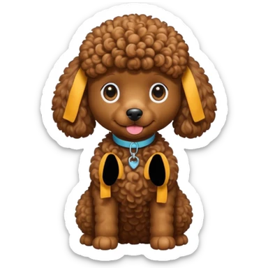 poodle brown in cartoon sticker