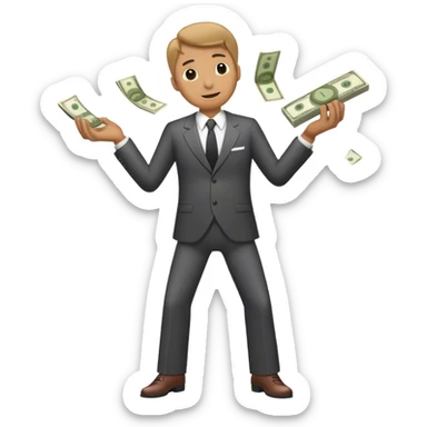 Man doing money spread sticker