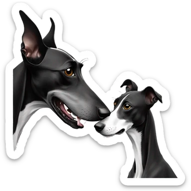 Two aristocrat dog black and white galgo kiss  sticker