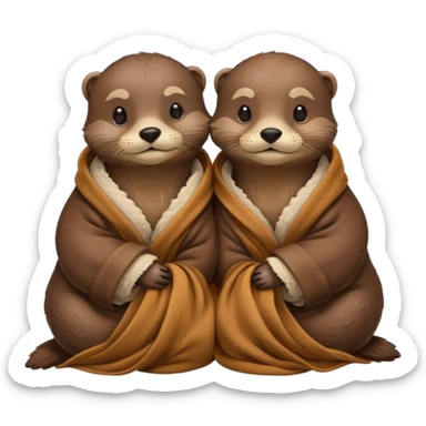 Otter snuggle up with a blanket sticker