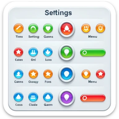 Video game graphics settings menu with toggles and sliders sticker