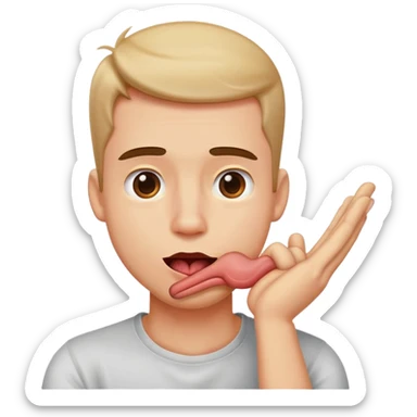 arms crossed holding neck guy sticking out his tongue  sticker