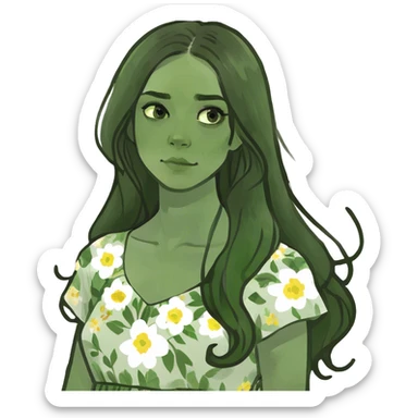 beautiful pale brunette girl with long hair sticker