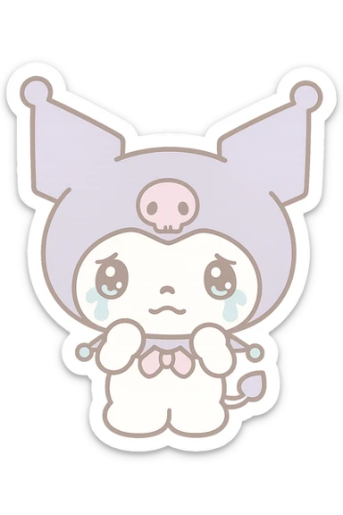 Kuromi crying, kawaii style sticker