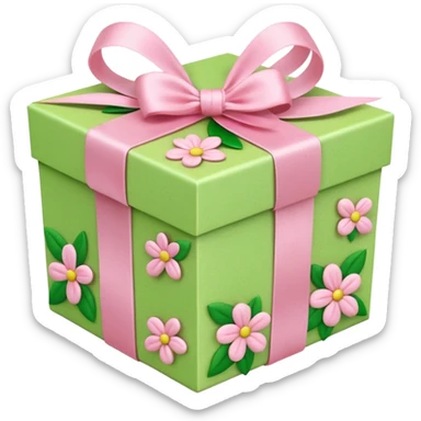 light green and light pink floral gift box sticker
