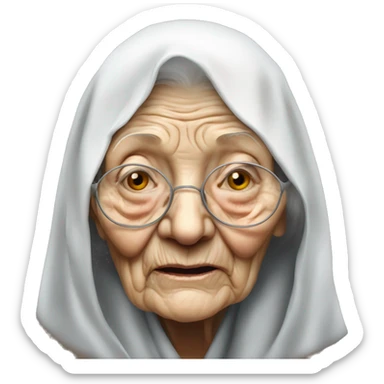 Baba Vanga, blind old woman, closed eyes sticker