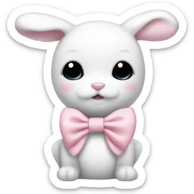 White banny and light pink bow sticker