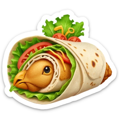 chicken wrap with lettuce and tomato peeking out sticker
