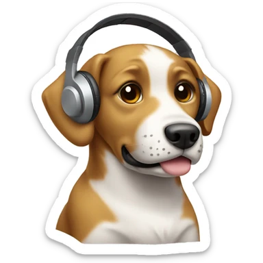 dog with headphones sticker