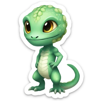 Chibi, White, Anthro-Sona-Lizard-Alien-Fakémon, Full Body sticker
