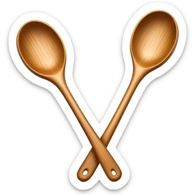 Two wooden spoons clashing together rhythmically, just like in traditional folk dance performances. The motion captures the lively energy of cultural dance and music sticker