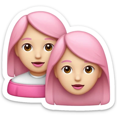 Crie um emoji de fone de ouvido branco com 2 lacinhos rosas claros sticker