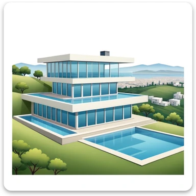 modern house on the hill, with a pool ON THE HILL WITH VIEW AT THE CITY sticker