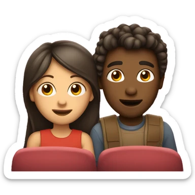 Girl and boy at a movie theater  sticker