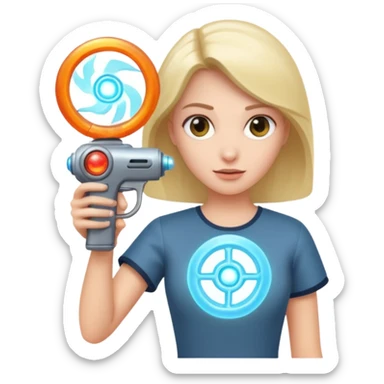woman with portal gun sticker