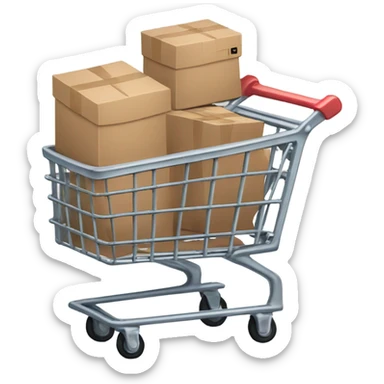 Online industrial style shopping cart with boxes sticker