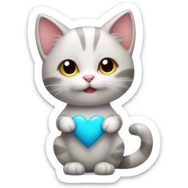 cute cat holding a big heart sticker