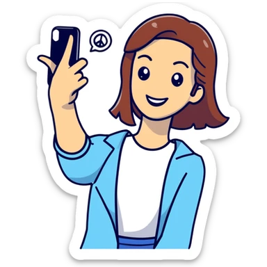 Woman taking a Selfie while doing a Peace sign  sticker