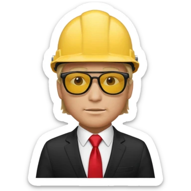 black suit red tie with yellow helmet man and sunglasses sticker