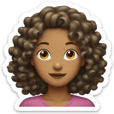 tan girl with curly wavy dark hair sticker